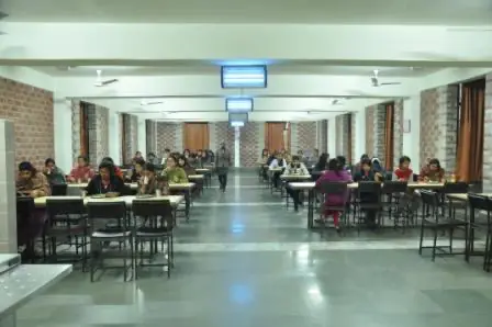 Hostel study hall with tables