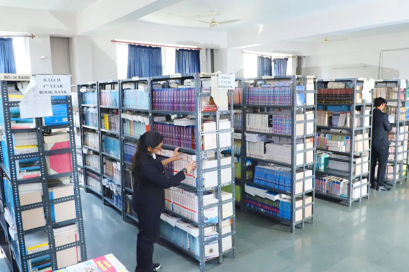 Library book stacks