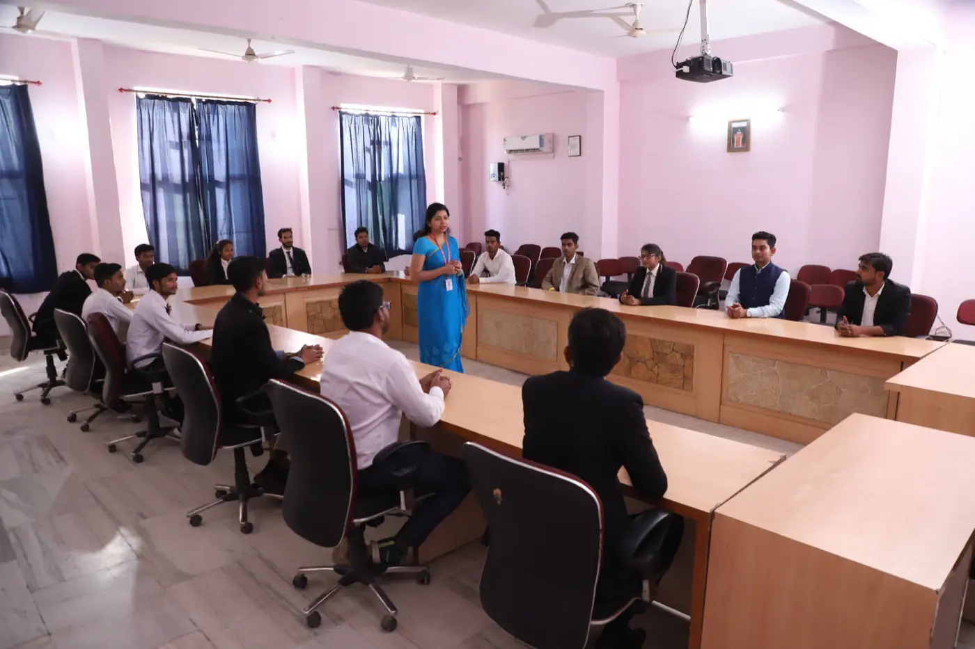 Seminar room with conference tables