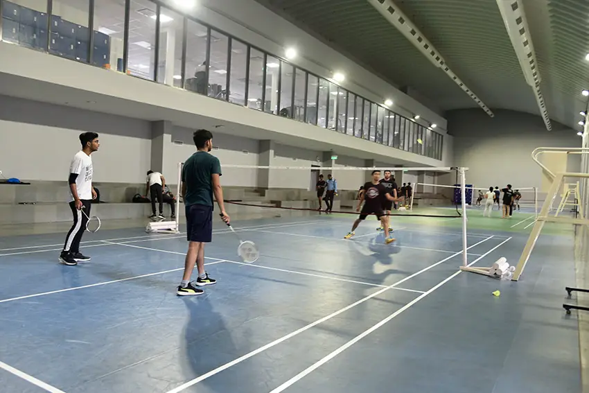 Indoor sports hall with badminton courts