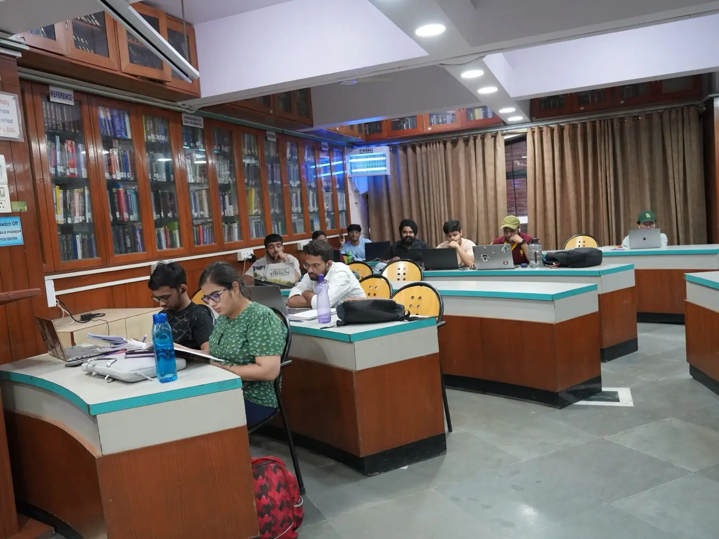Library reading hall with students
