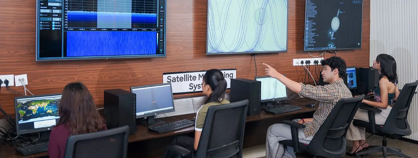 Satellite monitoring lab with students