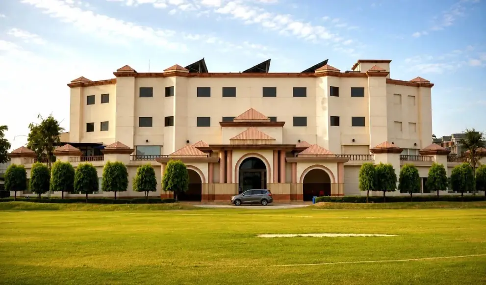 Campus building facing the sports field