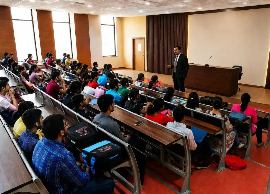 Tiered classroom during a lecture