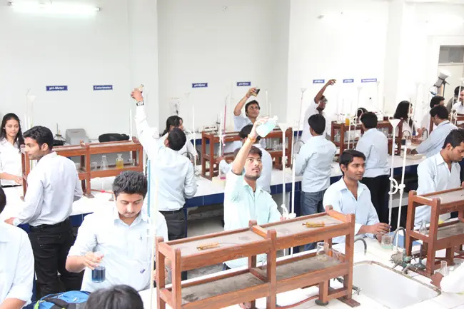 Chemistry lab with students at benches