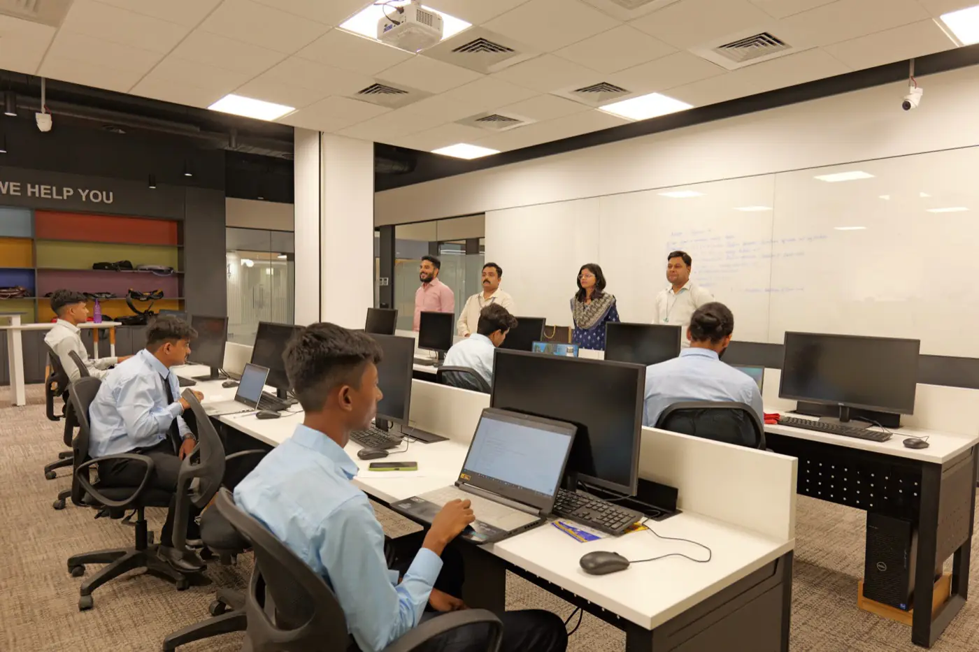 Computer lab with workstations