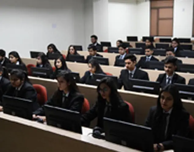 Computer lab with students at workstations