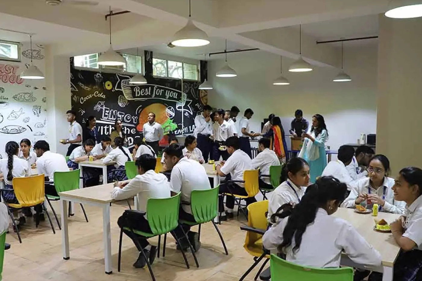 Student cafeteria with seating area