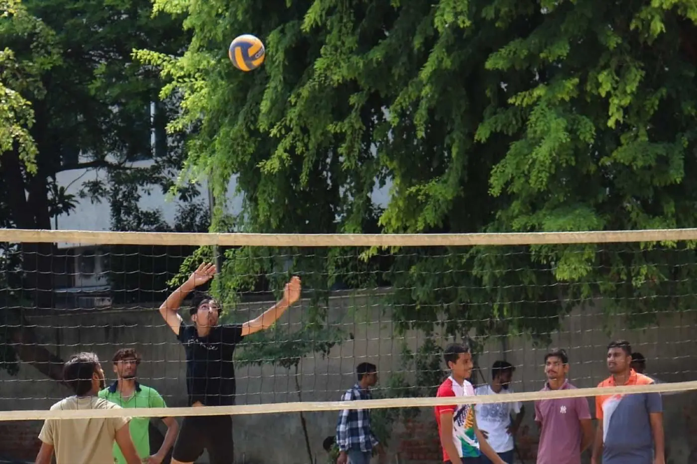 Outdoor volleyball court on campus