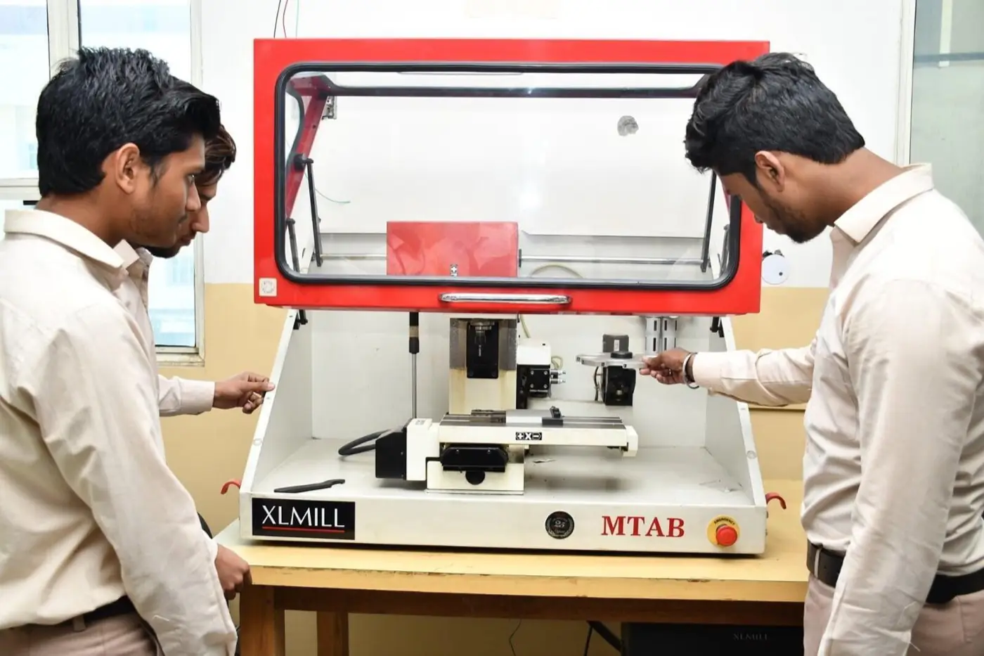 Engineering workshop lab with CNC milling machine