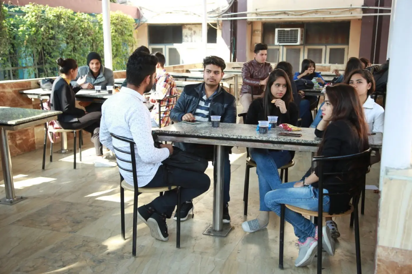 Outdoor cafeteria seating, UG campus