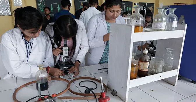 Students working in a science laboratory