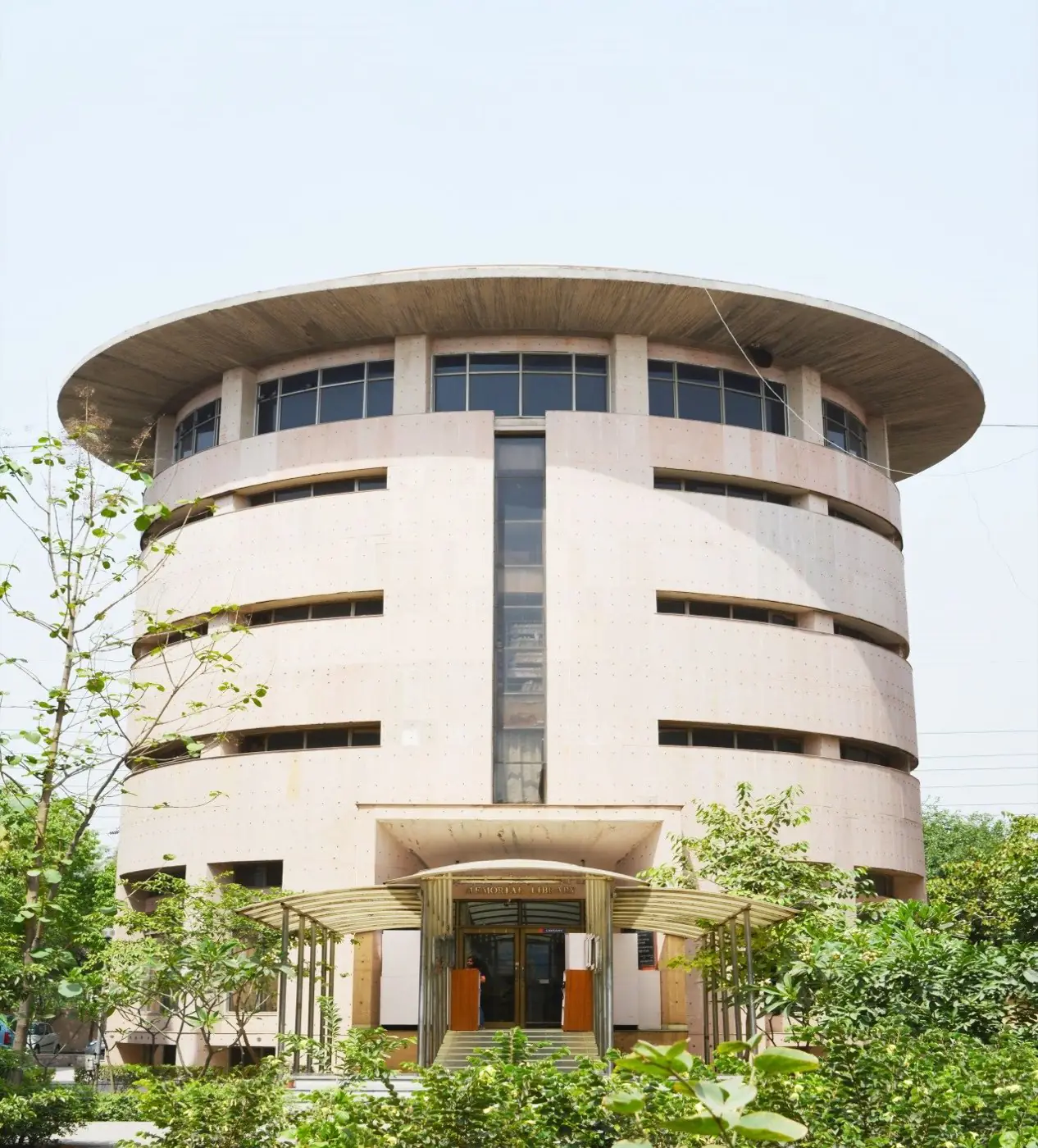 Circular library building exterior