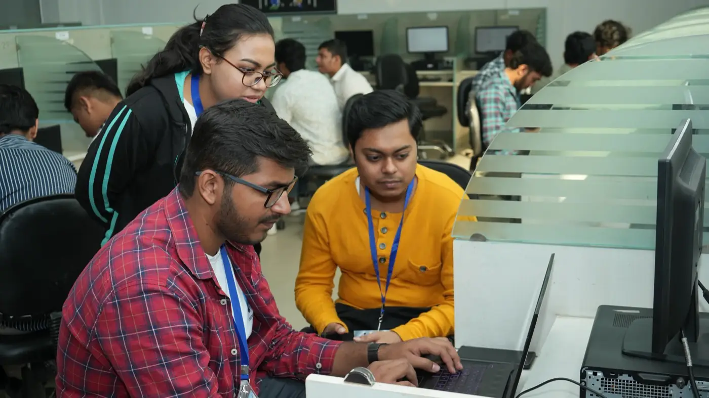 Computer lab with students at workstations