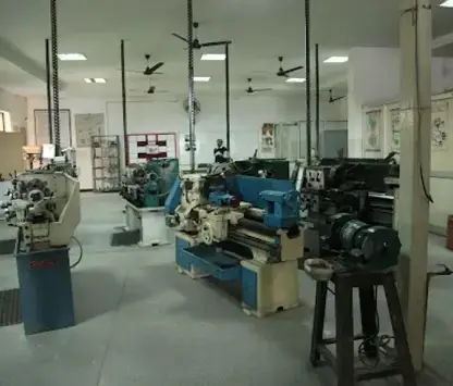 Engineering workshop with lathe machines