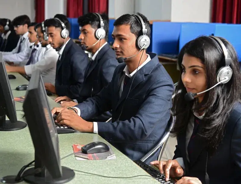 Language and communication lab with headsets