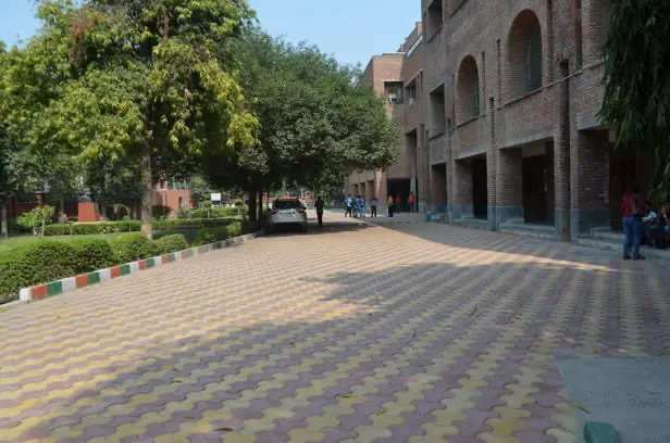 Paved internal pathway between campus buildings