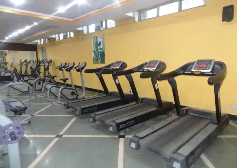 Gymnasium with treadmills