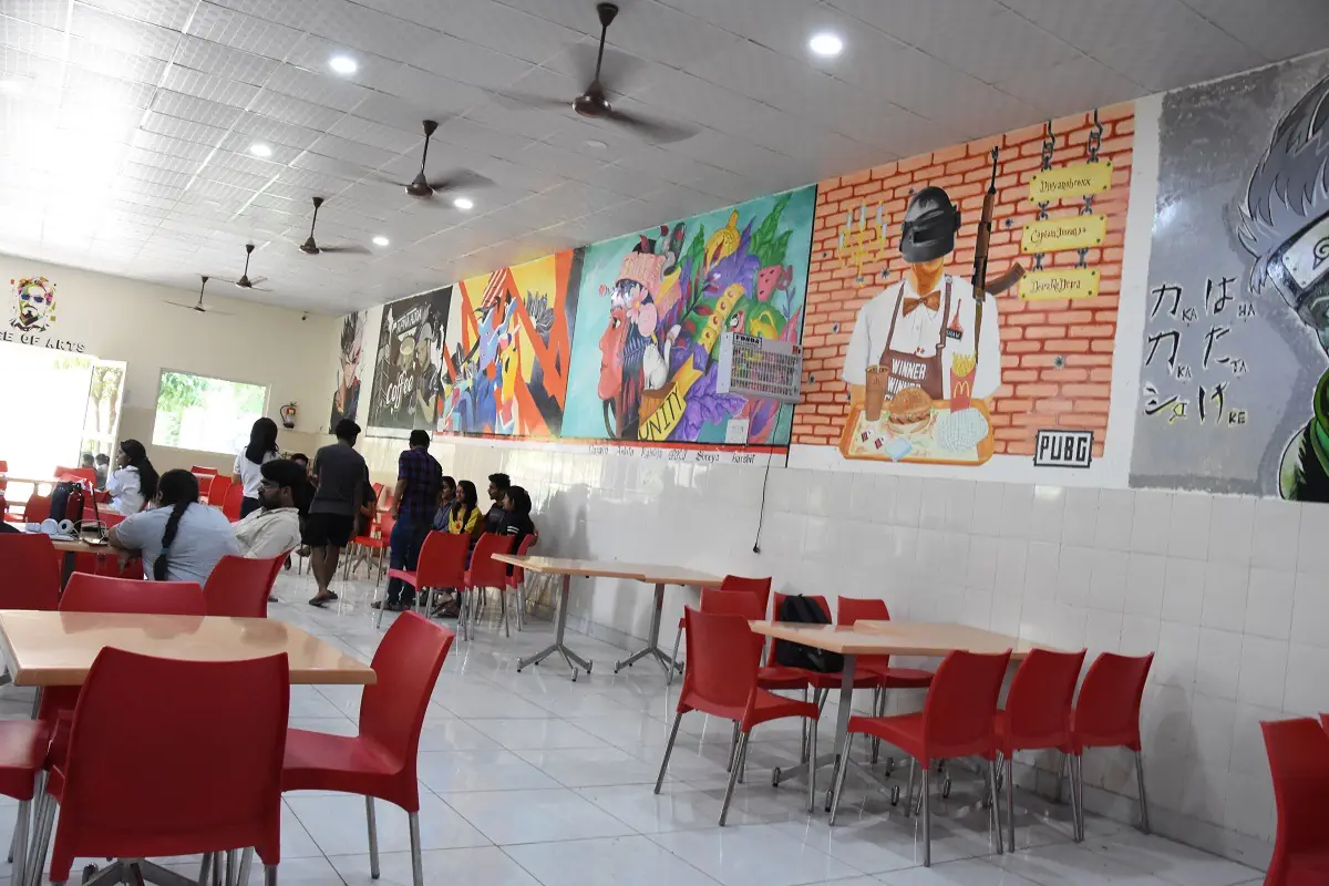 Cafeteria with murals